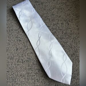 Classic White Satin Tie with Woven Loop Detail